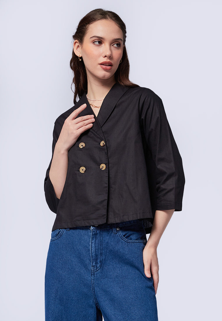 DOUBLE BREASTED SHORT SLEEVE JACKET I LEFT MY HEART IN GRANADA