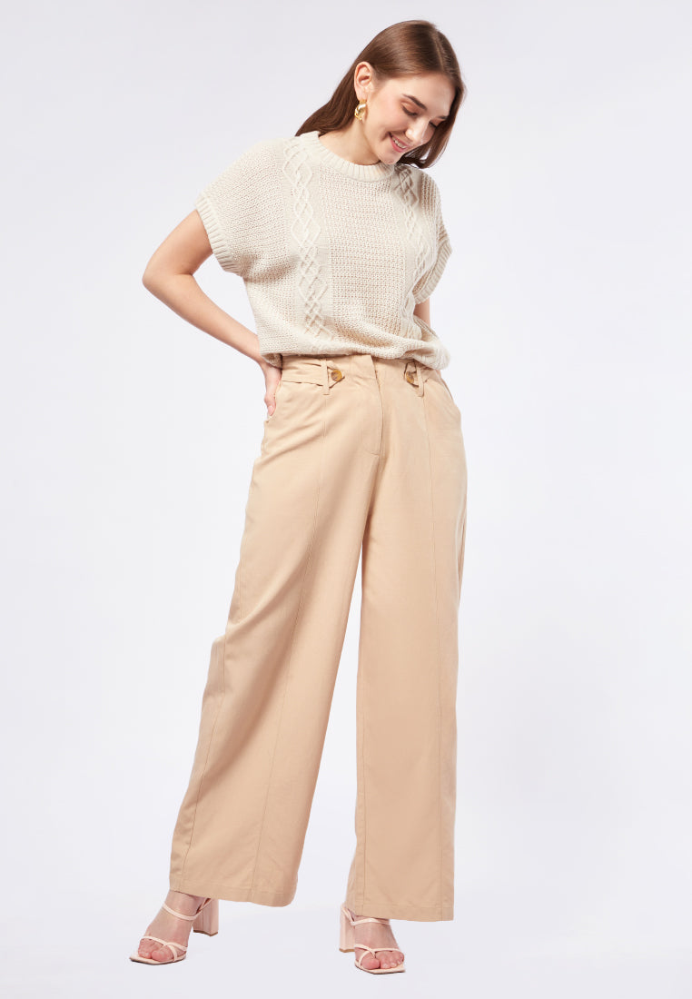 Wide Leg Pants with Side Belt